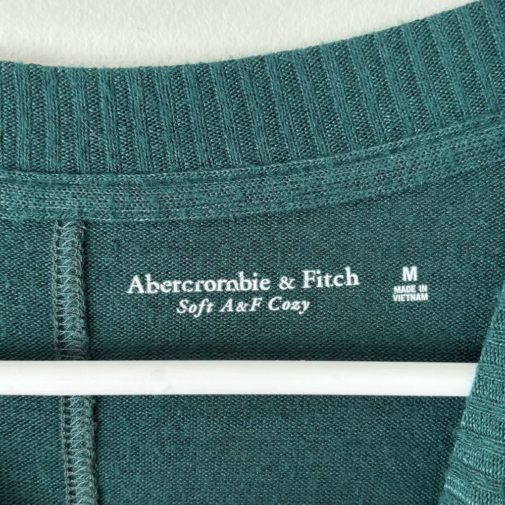 Abercrombie & Fitch Forest Green Soft A&F Cozy Knit Pullover Slouchy Oversized - Picture 6 of 8